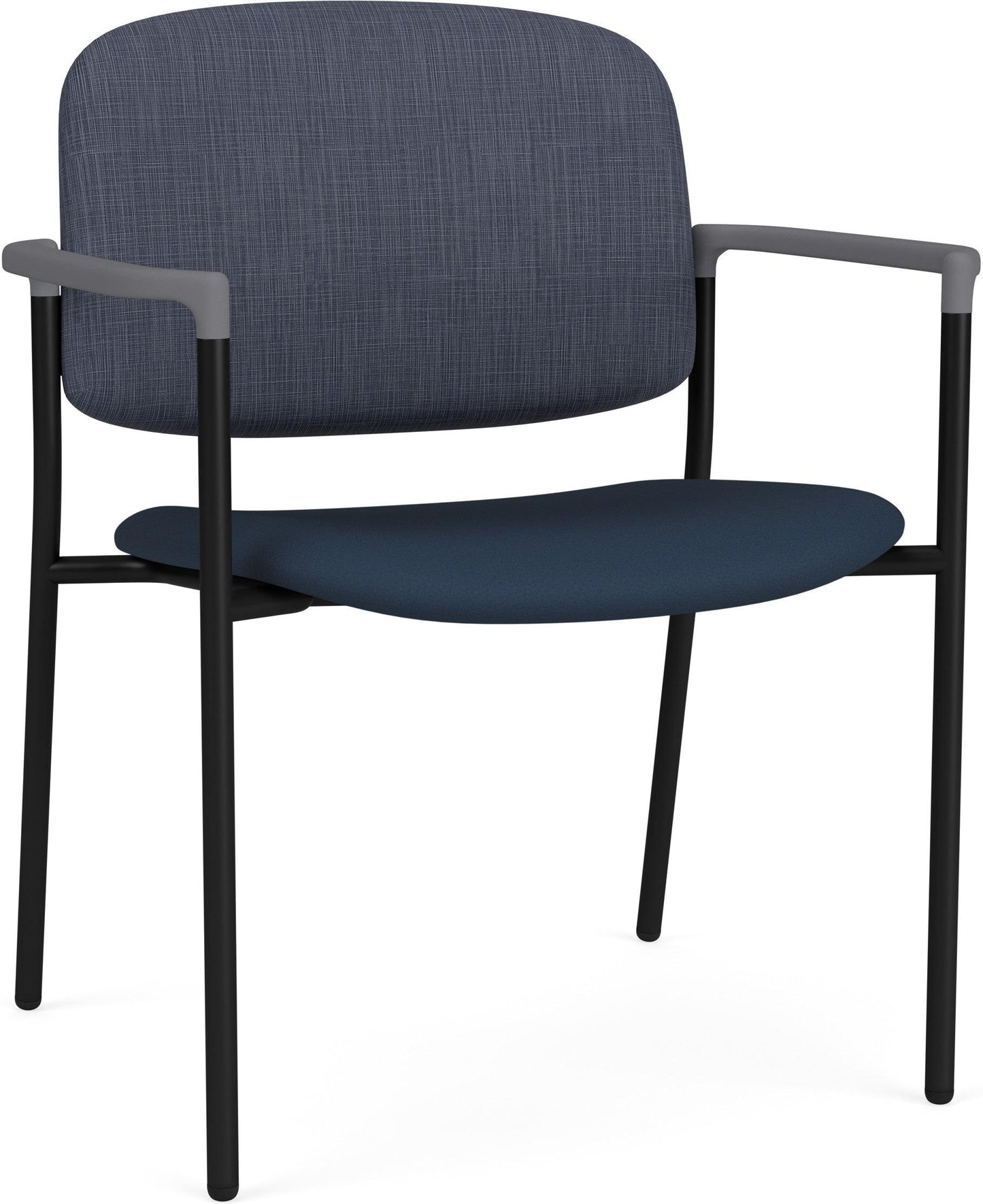 Chat Waiting Reception Square Back Wide Guest Chair Upholstered Seat & Back Metal Frame