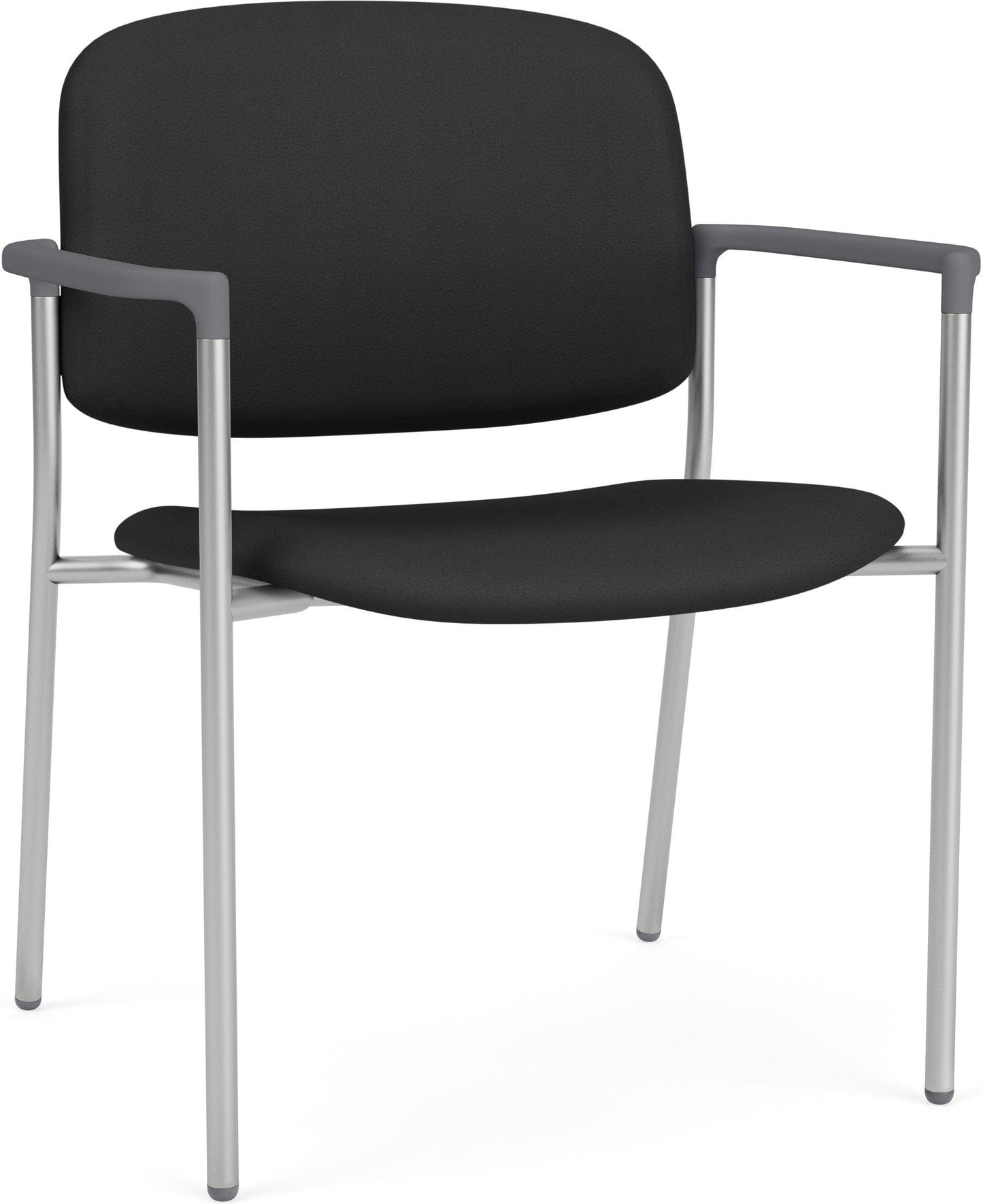 Chat Waiting Reception Square Back Wide Guest Chair Upholstered Seat & Back Metal Frame