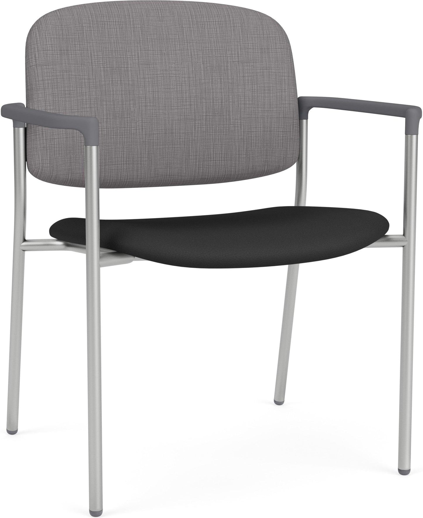 Chat Waiting Reception Square Back Wide Guest Chair Upholstered Seat & Back Metal Frame