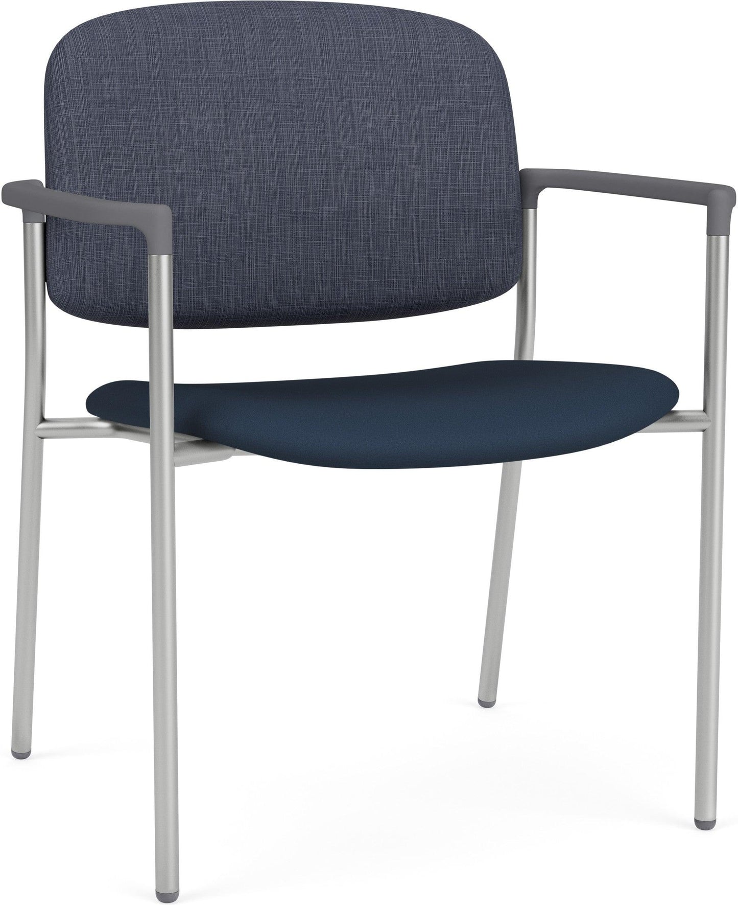 Chat Waiting Reception Square Back Wide Guest Chair Upholstered Seat & Back Metal Frame