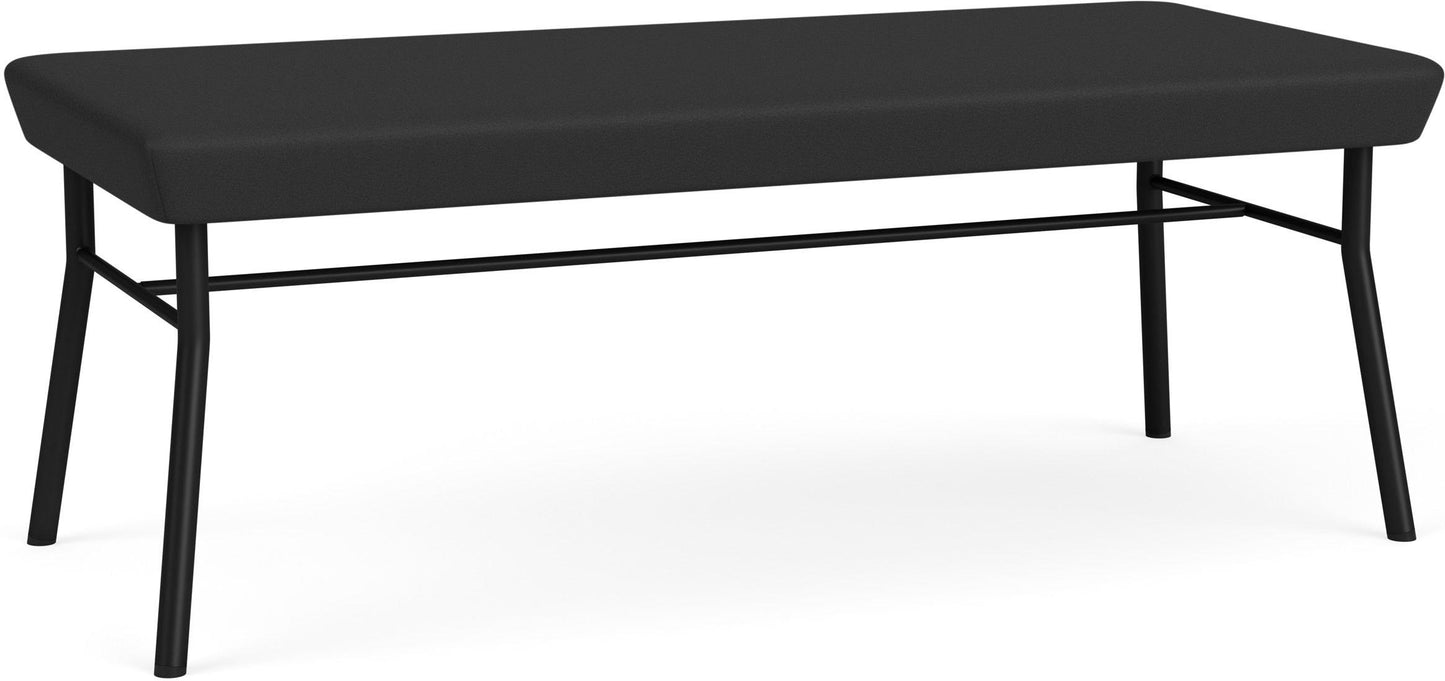 Chat Waiting Reception 2 Seat Bench Upholstered Seat Metal Frame