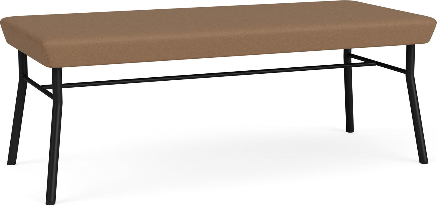 Chat Waiting Reception 2 Seat Bench Upholstered Seat Metal Frame