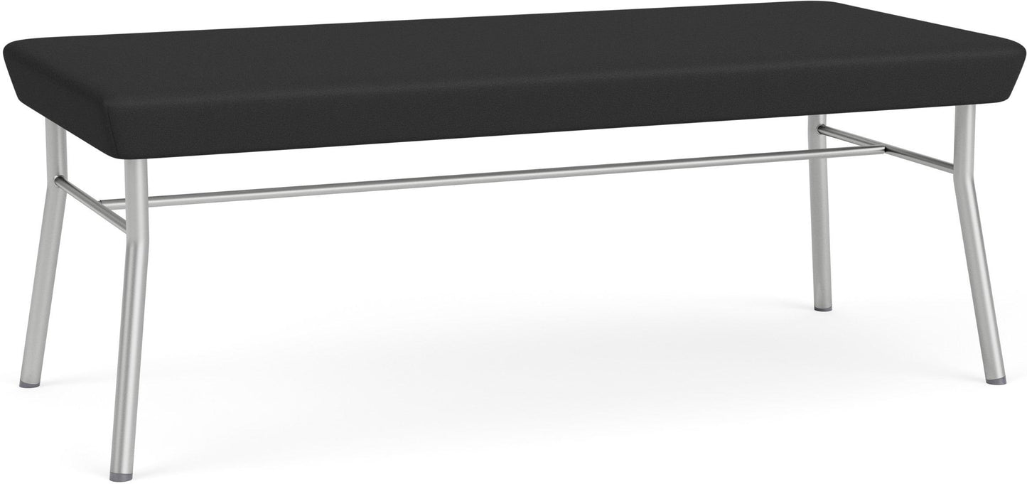 Chat Waiting Reception 2 Seat Bench Upholstered Seat Metal Frame