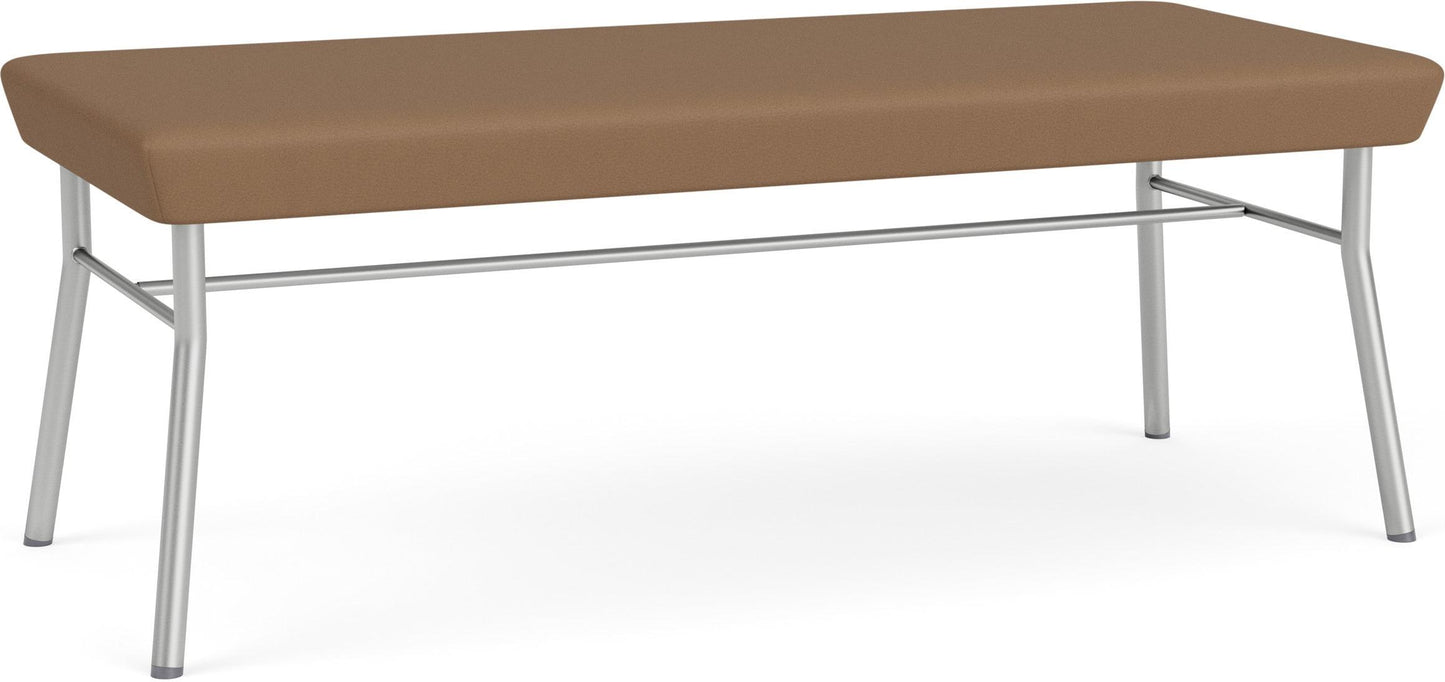 Chat Waiting Reception 2 Seat Bench Upholstered Seat Metal Frame