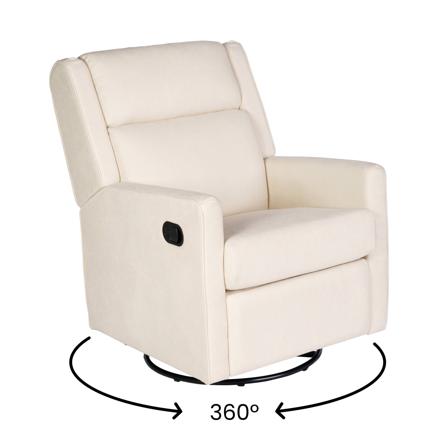 Cash Swivel Glider Rocker Recliner Chair, Manual 360 Degree Swivel Recliner Perfect for Living Room, Bedroom, or Nursery in Cream Upholstery
