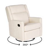 Cash Swivel Glider Rocker Recliner Chair, Manual 360 Degree Swivel Recliner Perfect for Living Room, Bedroom, or Nursery in Cream Upholstery