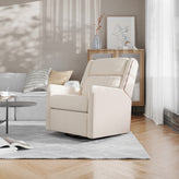 Cash Swivel Glider Rocker Recliner Chair, Manual 360 Degree Swivel Recliner Perfect for Living Room, Bedroom, or Nursery in Cream Upholstery