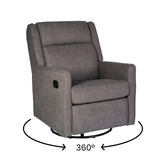 Cash Swivel Glider Rocker Recliner Chair, Manual 360 Degree Swivel Recliner Perfect for Living Room, Bedroom, or Nursery in Dark Gray Upholstery