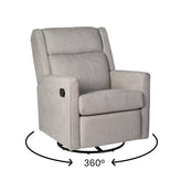 Cash Swivel Glider Rocker Recliner Chair, Manual 360 Degree Swivel Recliner Perfect for Living Room, Bedroom, or Nursery in Light Gray Upholstery