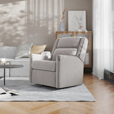 Cash Swivel Glider Rocker Recliner Chair, Manual 360 Degree Swivel Recliner Perfect for Living Room, Bedroom, or Nursery in Light Gray Upholstery