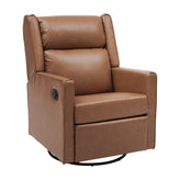 Cash Swivel Glider Rocker Manual Recliner Chair, 270 Degree Swivel, USB/USB-C Charging Ports, Perfect for Living Room or Nursery, Cognac LeatherSoft