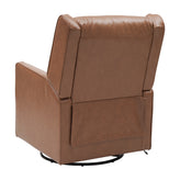 Cash Swivel Glider Rocker Manual Recliner Chair, 270 Degree Swivel, USB/USB-C Charging Ports, Perfect for Living Room or Nursery, Cognac LeatherSoft