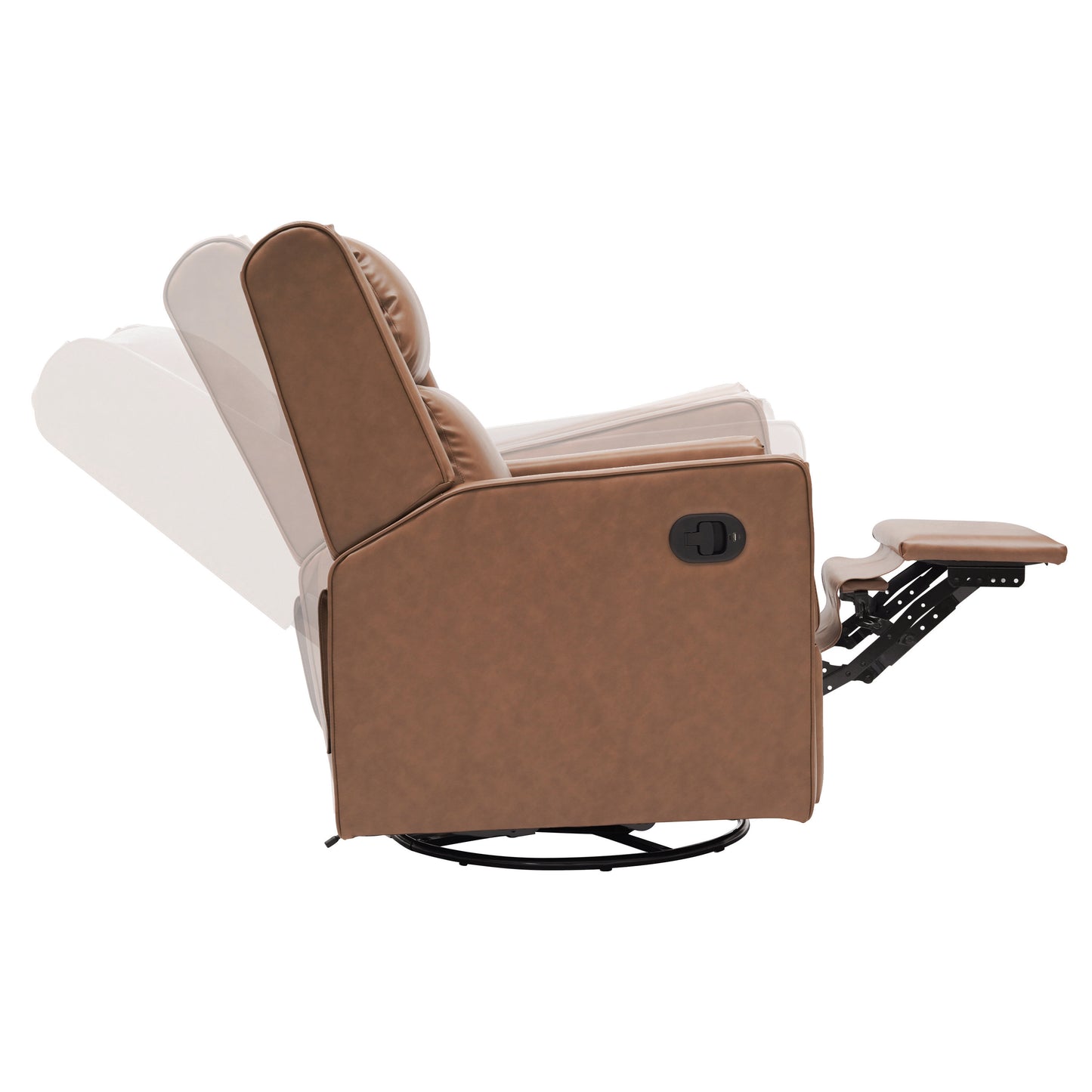 Cash Swivel Glider Rocker Manual Recliner Chair, 270 Degree Swivel, USB/USB-C Charging Ports, Perfect for Living Room or Nursery, Cognac LeatherSoft