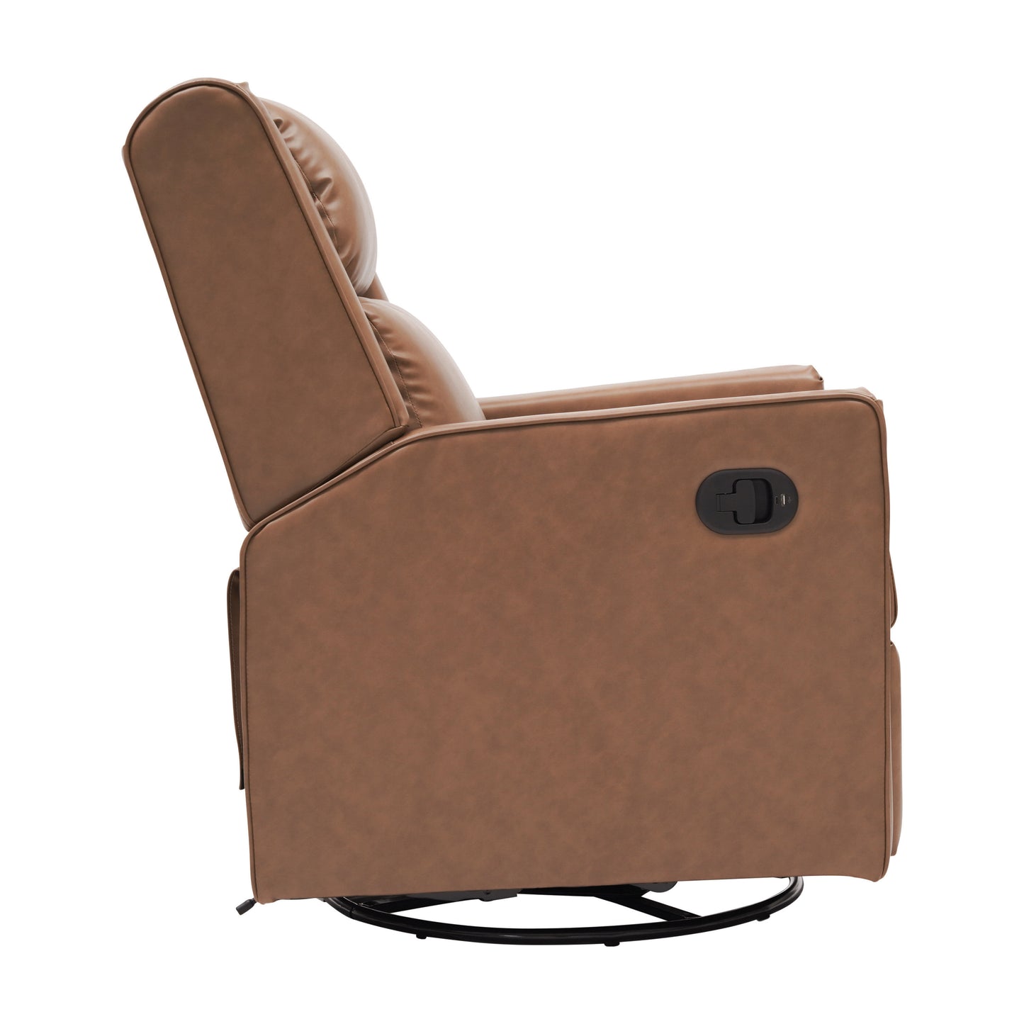 Cash Swivel Glider Rocker Manual Recliner Chair, 270 Degree Swivel, USB/USB-C Charging Ports, Perfect for Living Room or Nursery, Cognac LeatherSoft