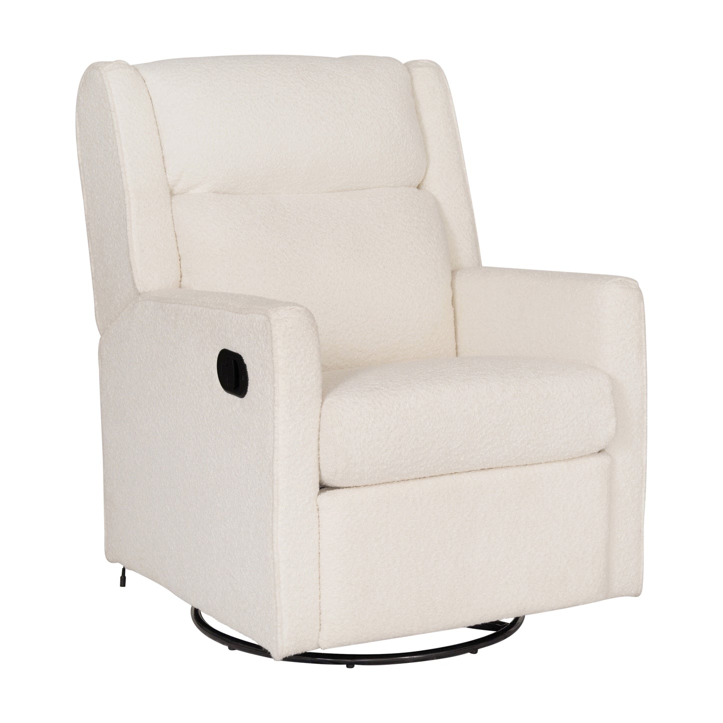 Cash Swivel Glider Rocker Manual Recliner Chair, 270 Degree Swivel, USB/USB-C Charging Ports, Perfect for Living Room or Nursery, Off-White Boucle