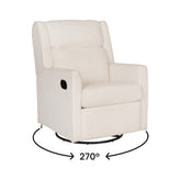 Cash Swivel Glider Rocker Manual Recliner Chair, 270 Degree Swivel, USB/USB-C Charging Ports, Perfect for Living Room or Nursery, Off-White Boucle