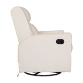 Cash Swivel Glider Rocker Manual Recliner Chair, 270 Degree Swivel, USB/USB-C Charging Ports, Perfect for Living Room or Nursery, Off-White Boucle