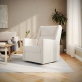 Cash Swivel Glider Rocker Manual Recliner Chair, 270 Degree Swivel, USB/USB-C Charging Ports, Perfect for Living Room or Nursery, Off-White Boucle