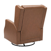 Omma Swivel Glider Rocker Recliner Chair, Manual 360 Degree Swivel Wingback Recliner Perfect for Living Room, Bedroom, or Nursery in Cognac PU