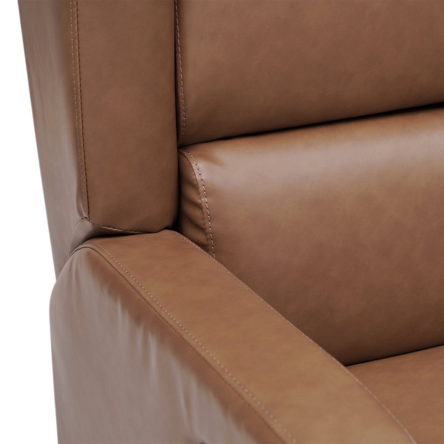 Omma Swivel Glider Rocker Recliner Chair, Manual 360 Degree Swivel Wingback Recliner Perfect for Living Room, Bedroom, or Nursery in Cognac PU