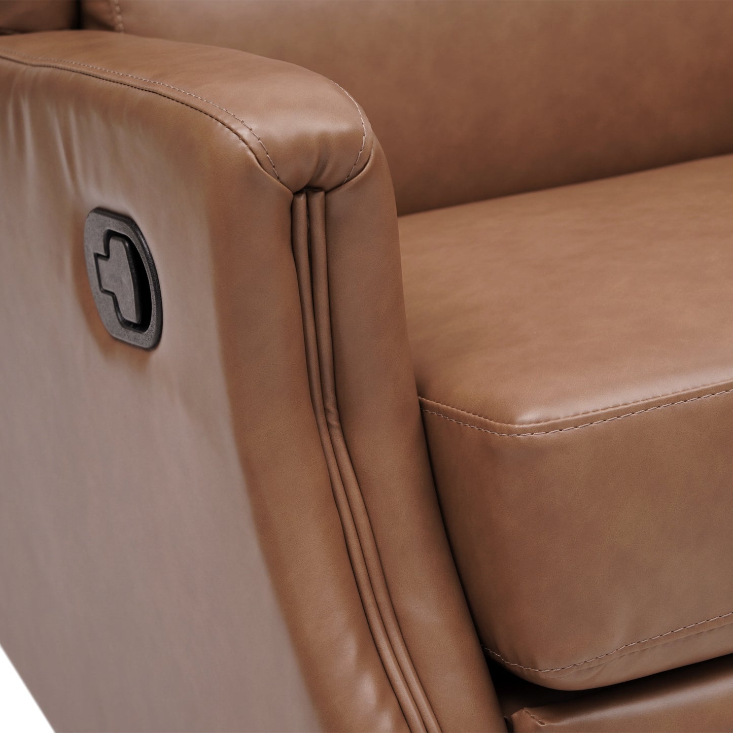 Omma Swivel Glider Rocker Recliner Chair, Manual 360 Degree Swivel Wingback Recliner Perfect for Living Room, Bedroom, or Nursery in Cognac PU