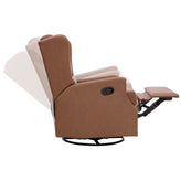 Omma Swivel Glider Rocker Recliner Chair, Manual 360 Degree Swivel Wingback Recliner Perfect for Living Room, Bedroom, or Nursery in Cognac PU