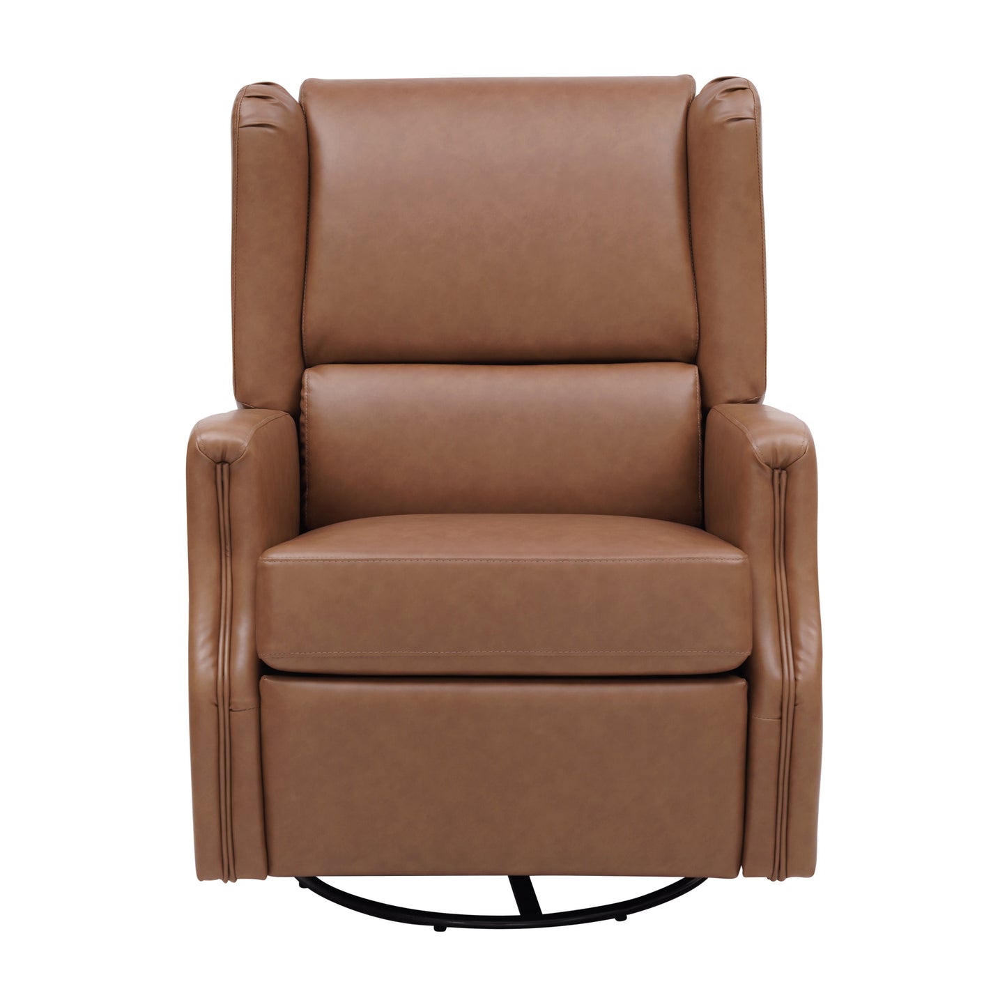 Omma Swivel Glider Rocker Recliner Chair, Manual 360 Degree Swivel Wingback Recliner Perfect for Living Room, Bedroom, or Nursery in Cognac PU