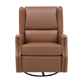 Omma Swivel Glider Rocker Recliner Chair, Manual 360 Degree Swivel Wingback Recliner Perfect for Living Room, Bedroom, or Nursery in Cognac PU