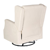 Omma Swivel Glider Rocker Recliner Chair, Manual 360 Degree Swivel Wingback Recliner Perfect for Living Room, Bedroom, or Nursery in Cream