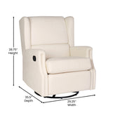 Omma Swivel Glider Rocker Recliner Chair, Manual 360 Degree Swivel Wingback Recliner Perfect for Living Room, Bedroom, or Nursery in Cream