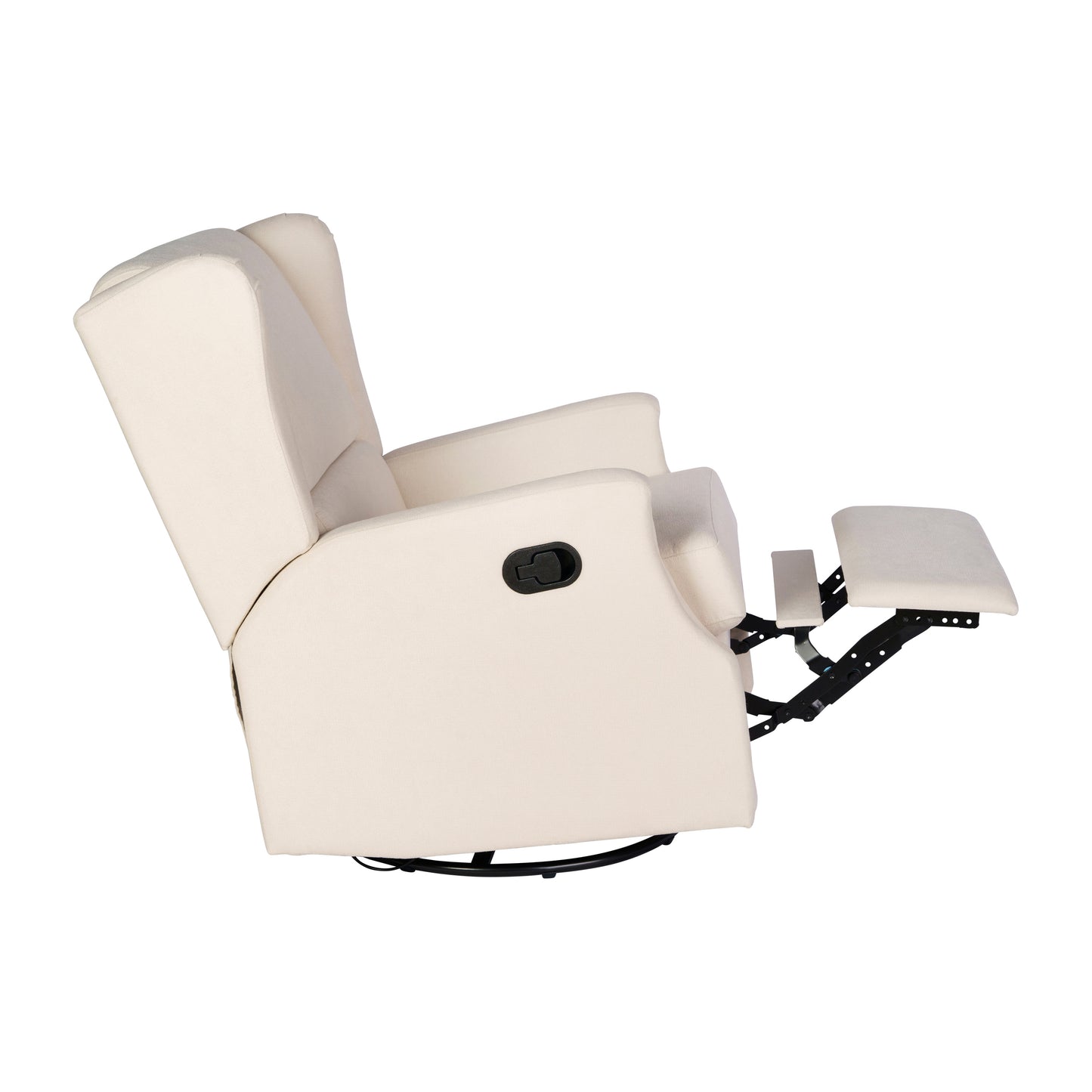 Omma Swivel Glider Rocker Recliner Chair, Manual 360 Degree Swivel Wingback Recliner Perfect for Living Room, Bedroom, or Nursery in Cream
