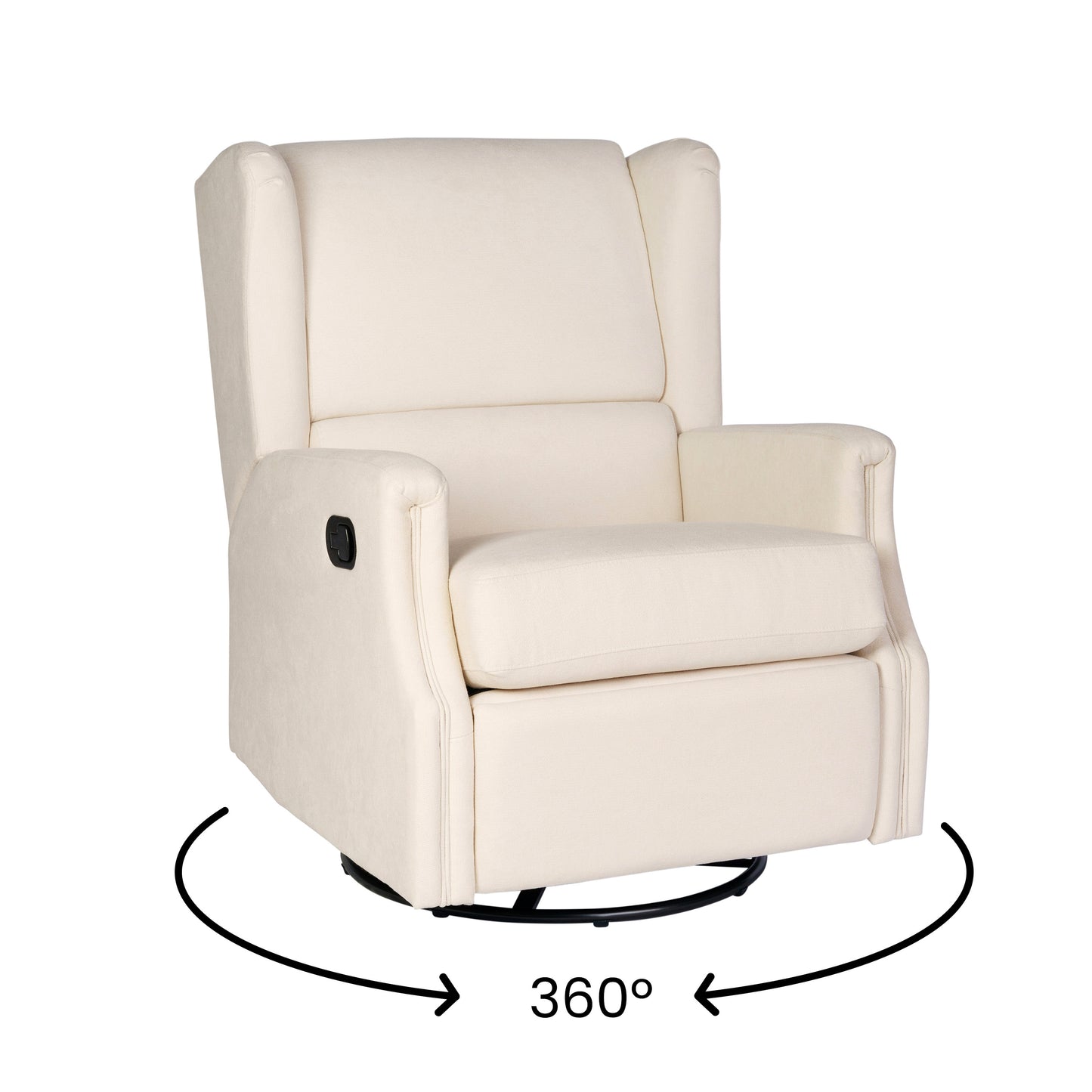 Omma Swivel Glider Rocker Recliner Chair, Manual 360 Degree Swivel Wingback Recliner Perfect for Living Room, Bedroom, or Nursery in Cream