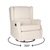 Omma Swivel Glider Rocker Recliner Chair, Manual 360 Degree Swivel Wingback Recliner Perfect for Living Room, Bedroom, or Nursery in Cream