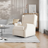 Omma Swivel Glider Rocker Recliner Chair, Manual 360 Degree Swivel Wingback Recliner Perfect for Living Room, Bedroom, or Nursery in Cream