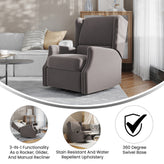 Omma Swivel Glider Rocker Recliner Chair, Manual 360 Degree Swivel Wingback Recliner Perfect for Living Room, Bedroom, or Nursery in Dark Gray