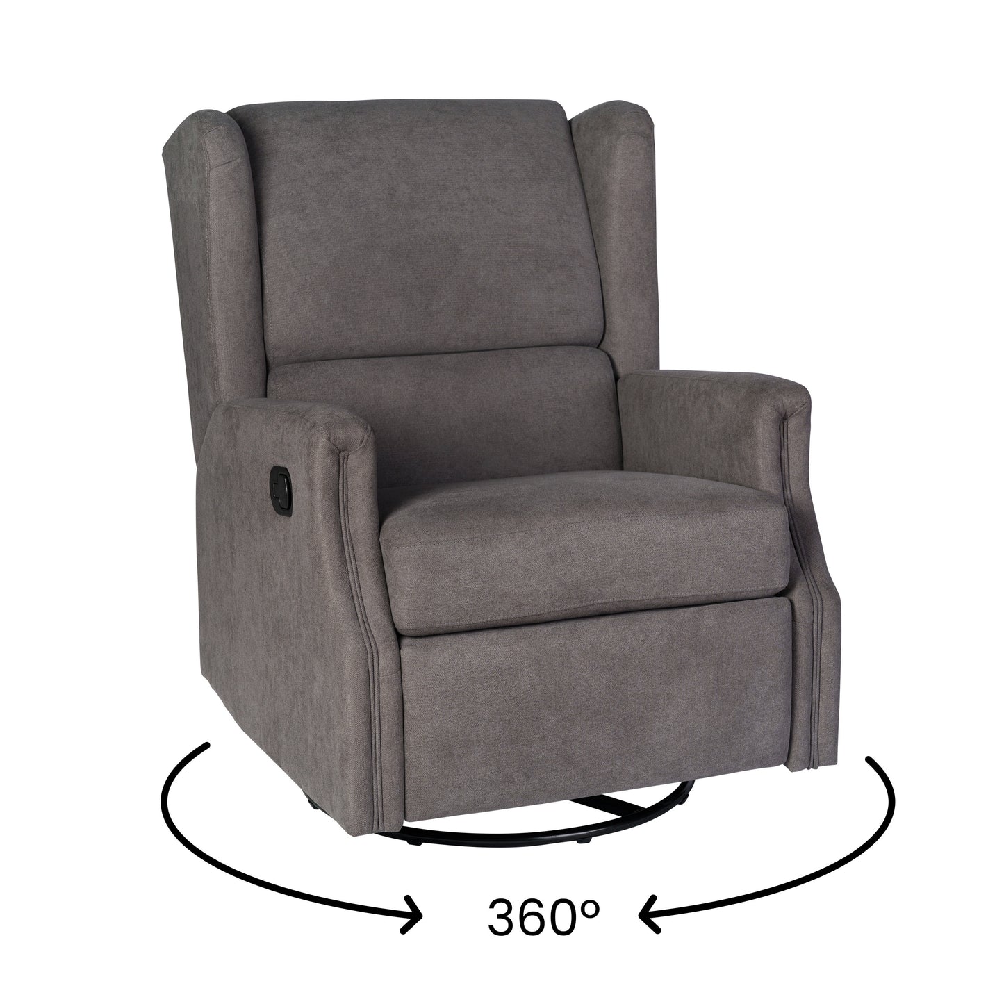 Omma Swivel Glider Rocker Recliner Chair, Manual 360 Degree Swivel Wingback Recliner Perfect for Living Room, Bedroom, or Nursery in Dark Gray