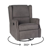 Omma Swivel Glider Rocker Recliner Chair, Manual 360 Degree Swivel Wingback Recliner Perfect for Living Room, Bedroom, or Nursery in Dark Gray