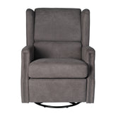 Omma Swivel Glider Rocker Recliner Chair, Manual 360 Degree Swivel Wingback Recliner Perfect for Living Room, Bedroom, or Nursery in Dark Gray