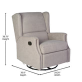 Omma Swivel Glider Rocker Recliner Chair, Manual 360 Degree Swivel Wingback Recliner Perfect for Living Room, Bedroom, or Nursery in Light Gray
