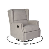 Omma Swivel Glider Rocker Recliner Chair, Manual 360 Degree Swivel Wingback Recliner Perfect for Living Room, Bedroom, or Nursery in Light Gray