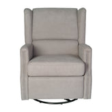Omma Swivel Glider Rocker Recliner Chair, Manual 360 Degree Swivel Wingback Recliner Perfect for Living Room, Bedroom, or Nursery in Light Gray