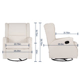 Omma Swivel Glider Rocker Recliner Chair, Manual 360 Degree Swivel Wingback Recliner Perfect for Living Room, Bedroom, or Nursery in Off-White Boucle
