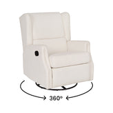 Omma Swivel Glider Rocker Recliner Chair, Manual 360 Degree Swivel Wingback Recliner Perfect for Living Room, Bedroom, or Nursery in Off-White Boucle