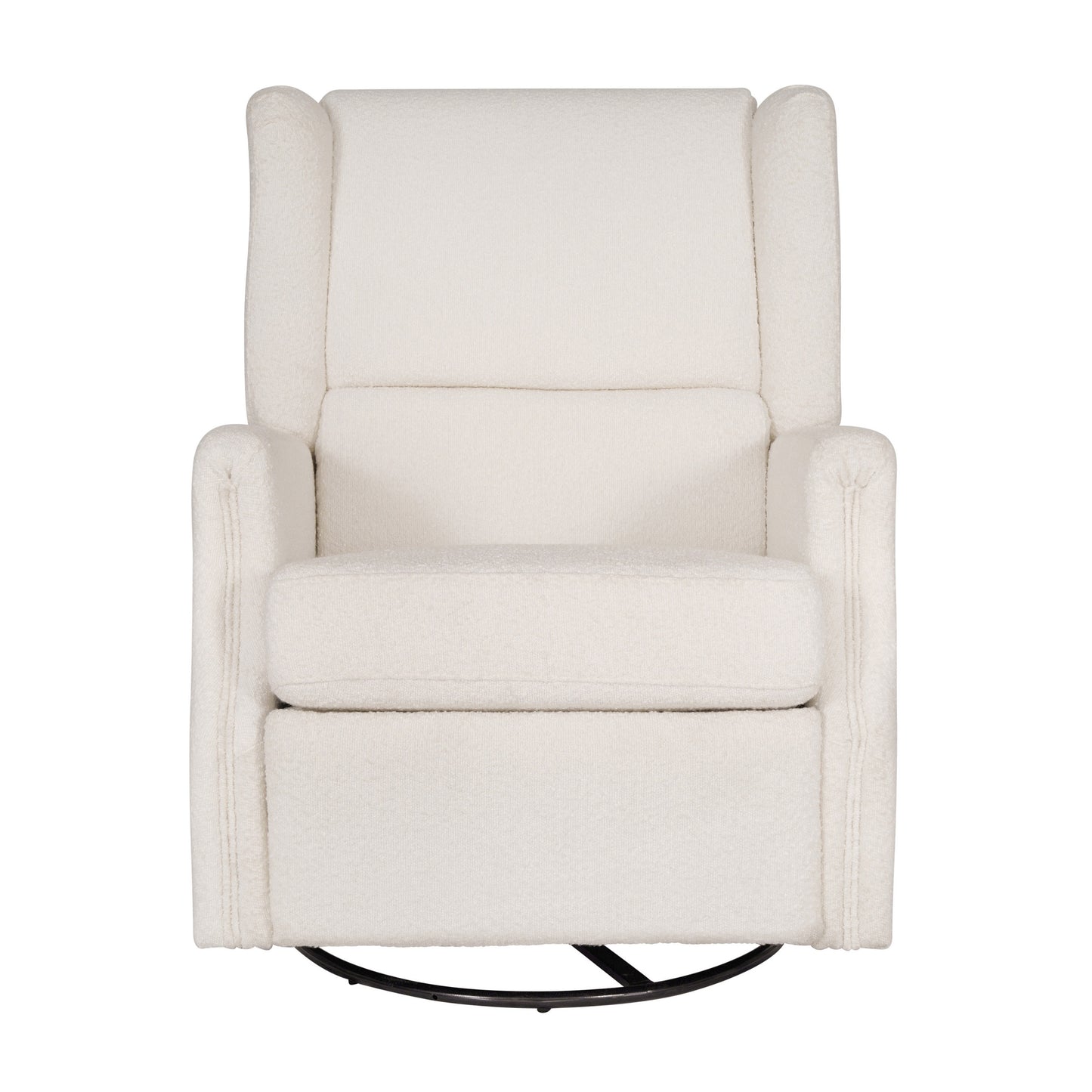 Omma Swivel Glider Rocker Recliner Chair, Manual 360 Degree Swivel Wingback Recliner Perfect for Living Room, Bedroom, or Nursery in Off-White Boucle