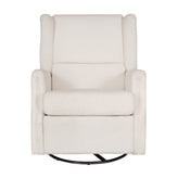 Omma Swivel Glider Rocker Recliner Chair, Manual 360 Degree Swivel Wingback Recliner Perfect for Living Room, Bedroom, or Nursery in Off-White Boucle