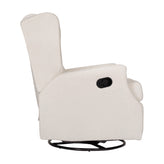 Omma Swivel Glider Rocker Recliner Chair, Manual 360 Degree Swivel Wingback Recliner Perfect for Living Room, Bedroom, or Nursery in Off-White Boucle
