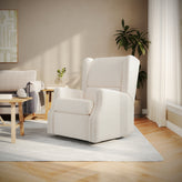 Omma Swivel Glider Rocker Recliner Chair, Manual 360 Degree Swivel Wingback Recliner Perfect for Living Room, Bedroom, or Nursery in Off-White Boucle