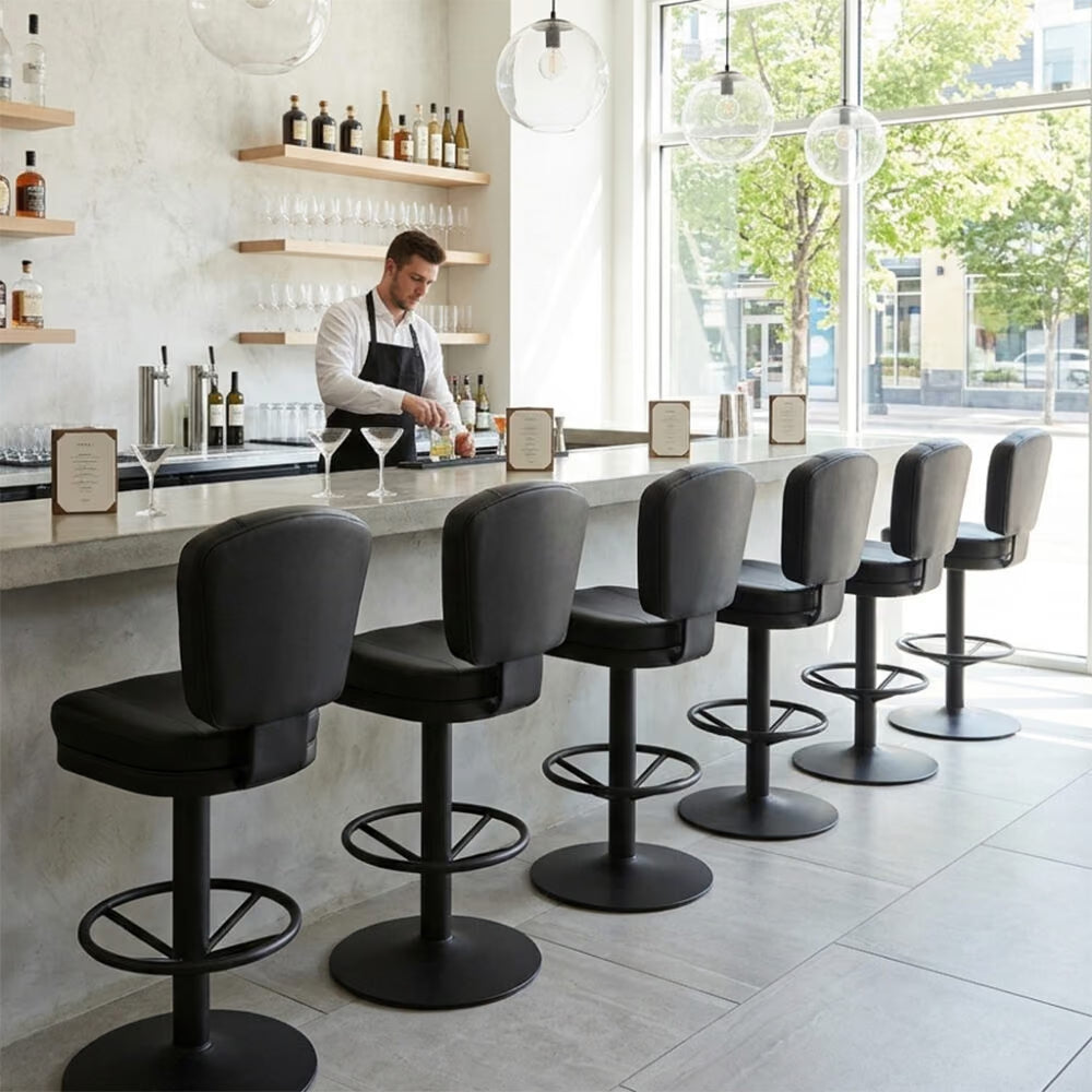 Holdem Casino Stool with Bar Height Pedestal Disc Swivel Base