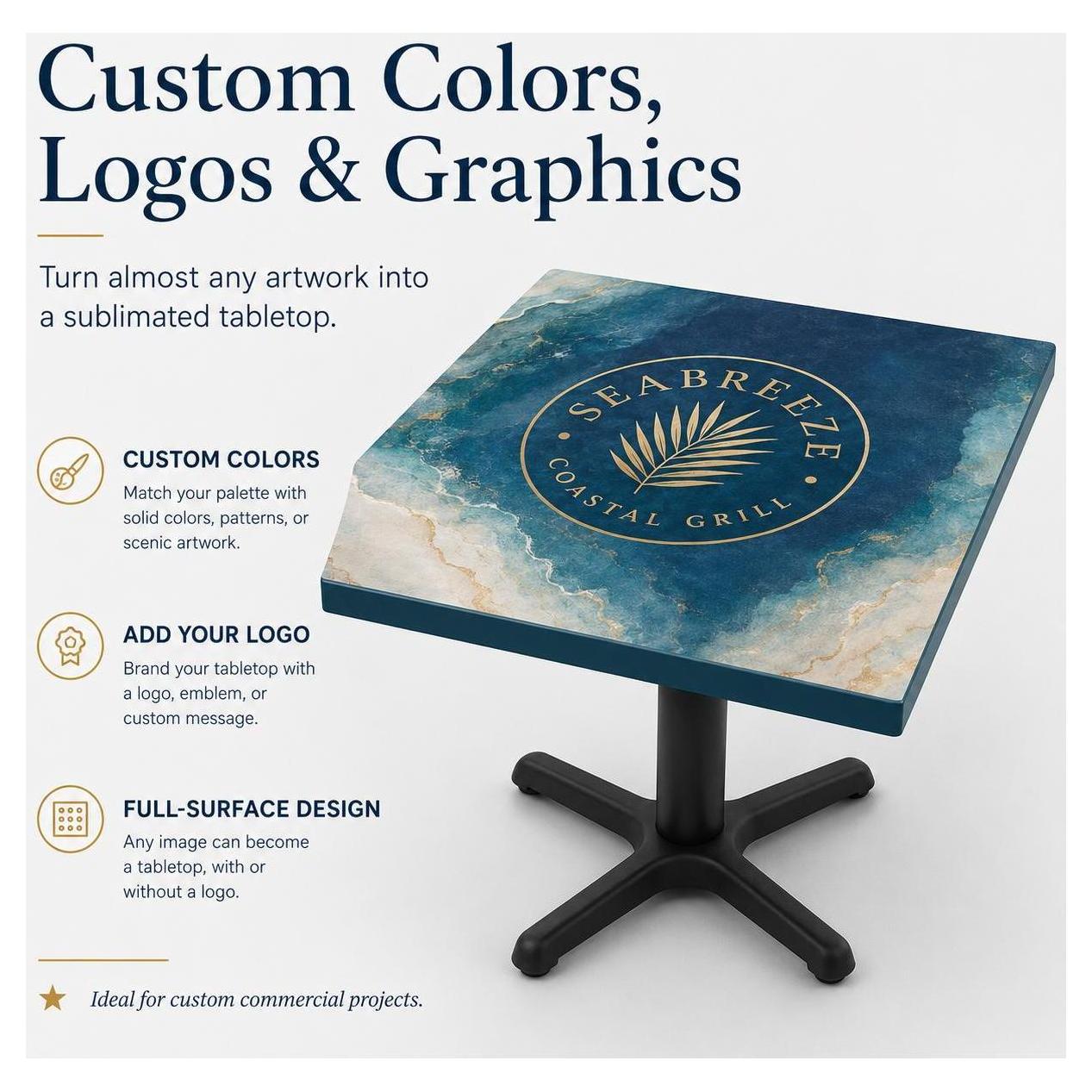 Custom Pattern or Design Powder Coated MDF Outdoor Table Tops