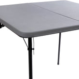 Dunham 2.83-Foot Square Bi-Fold Gray Plastic Folding Table with Carrying Handle